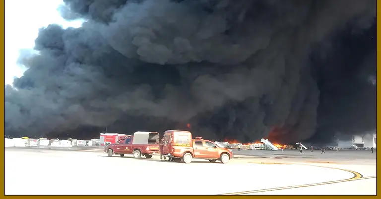 শাহজালাল বিমানবন্দরের ভয়াবহ আগুন